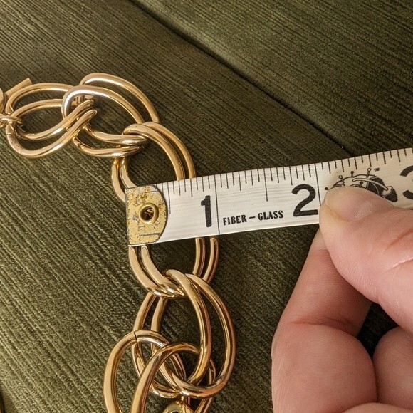 Chunky Double Link Collar Necklace Gold Tone Metal Toggle Clasp Maximalist - Picture 7 of 9